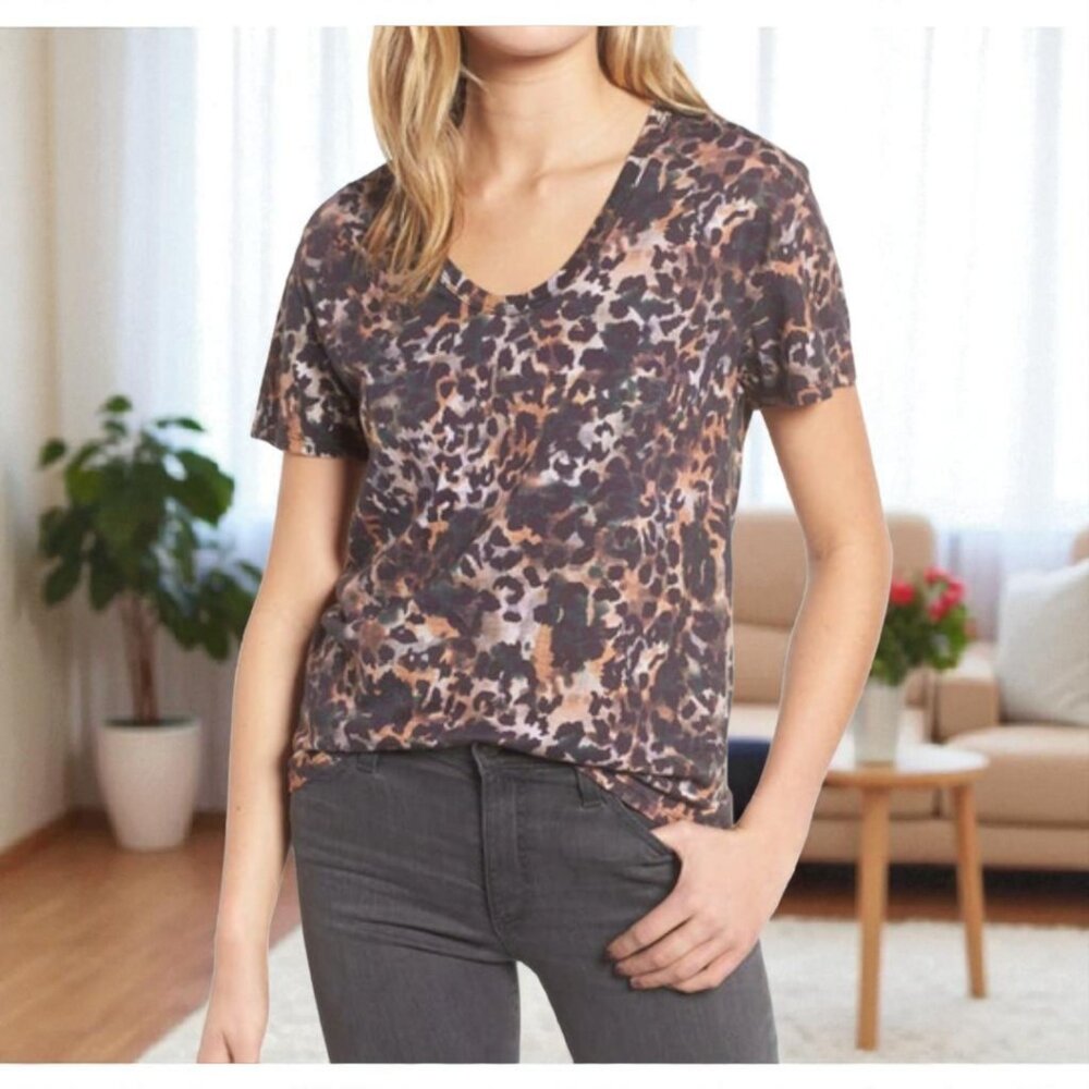 NWT AG HENSON ( MED ) Animal Print Stretch Cotton Short Sleeve Tee
